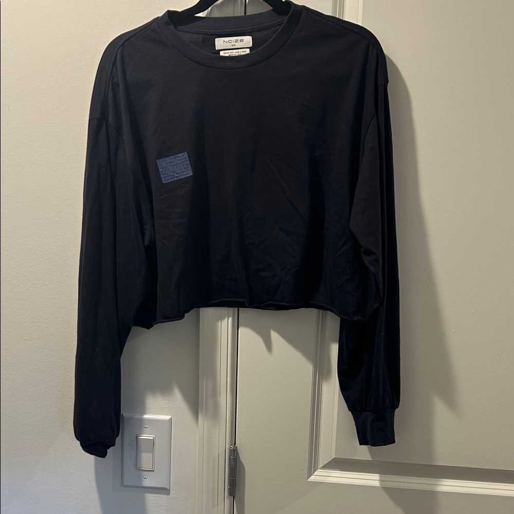 Noize Black Cropped Long Sleeve Top